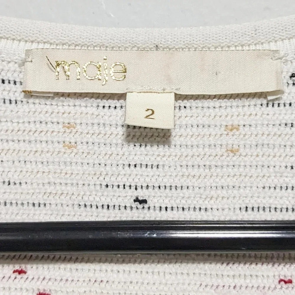 Maje Ribbed V-Neck 3/4 Sleeve Top - Picture 5 of 8